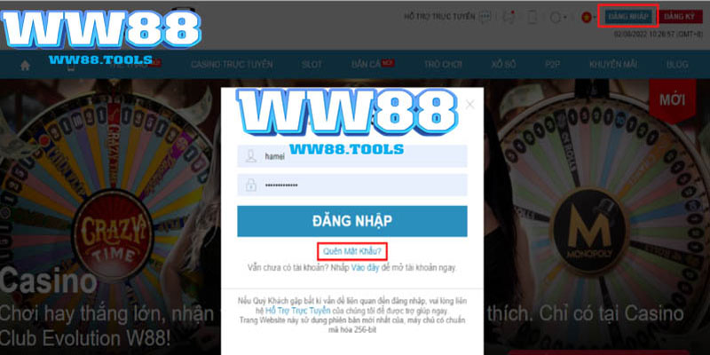 đổi mật khẩu WW88